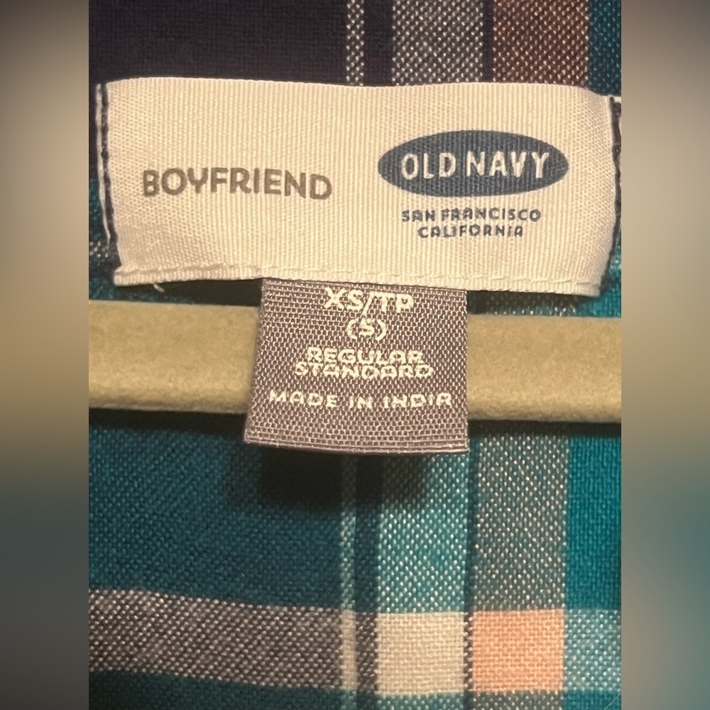 Old Navy Kids Plaid Shirt - Blue and Teal - Picture 3 of 5